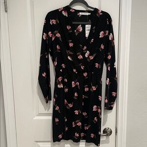All in Favor Black Dress with Pink Floral Design. Size Large